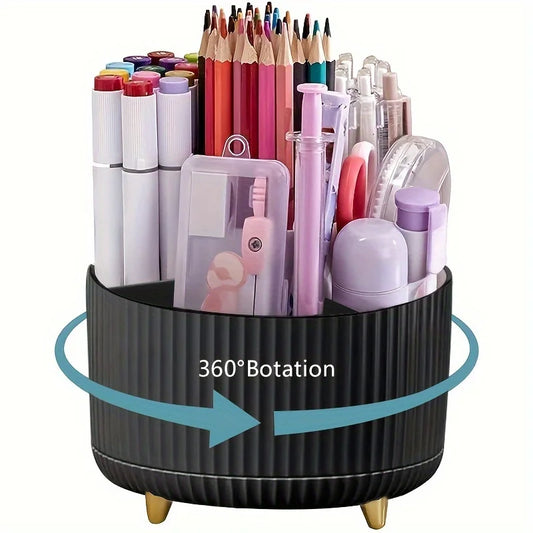 A desktop pen holder, pencil holder, 5 slots, 360° rotating desktop