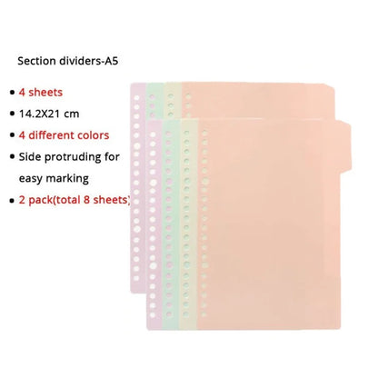 A4/B5/A5 Loose Leaf Refill Binder Notebook Blank/Line/Grid/Cornell