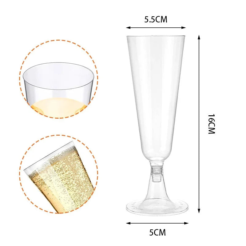 25pcs 150ml Disposable Cups Sparkling Champagne Bar Cups Plastic