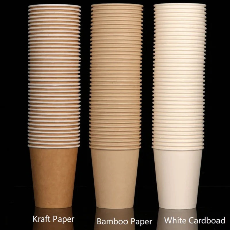 8oz Bamboo Fiber Paper Cups Brown Kraft Disposable Coffee Cups