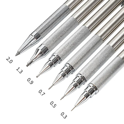 Full Metal Mechanical Pencil Set – 0.3 to 2.0mm Precision Drawing Tools for Art & Drafting