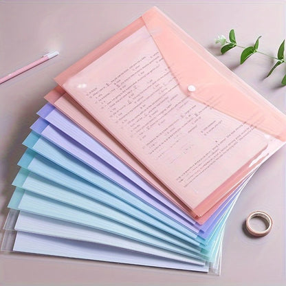 10pcs A4 Transparent Plastic File Folders, Waterproof PP Document