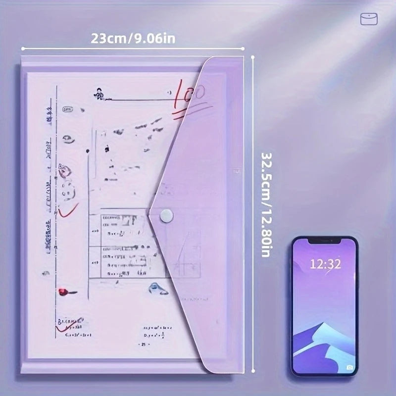 10pcs A4 Transparent Plastic File Folders, Waterproof PP Document