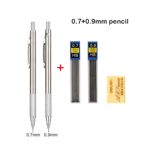 Full Metal Mechanical Pencil Set – 0.3 to 2.0mm Precision Drawing Tools for Art & Drafting