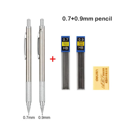 Full Metal Mechanical Pencil Set – 0.3 to 2.0mm Precision Drawing Tools for Art & Drafting