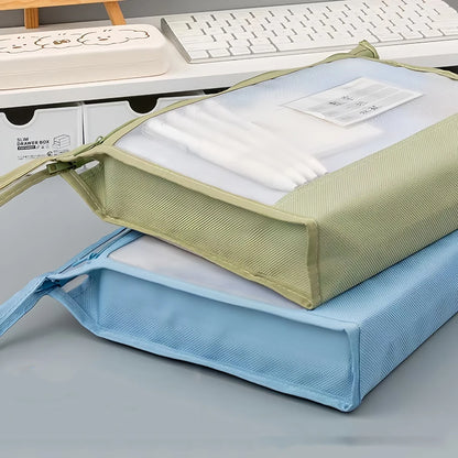 Large A4 Clear Mesh Organiser with Double Zip - Spacious Portable