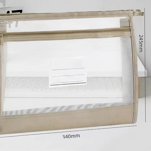 Large A4 Clear Mesh Organiser with Double Zip - Spacious Portable