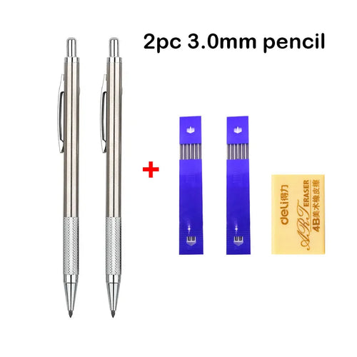 Full Metal Mechanical Pencil Set – 0.3 to 2.0mm Precision Drawing Tools for Art & Drafting