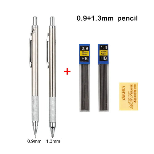 Full Metal Mechanical Pencil Set – 0.3 to 2.0mm Precision Drawing Tools for Art & Drafting