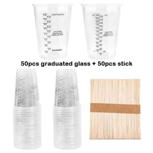 FAIS DU 8oz Disposable Measuring Cups with Stirring Sticks Plastic