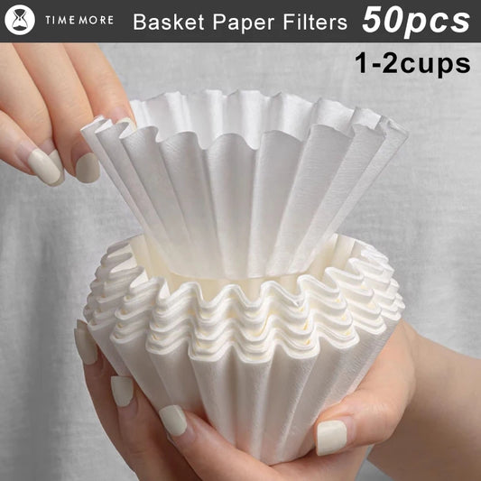 TIMEMORE 1-2Cups Basket Coffee Paper Filter Pour Over Filter Papers 50