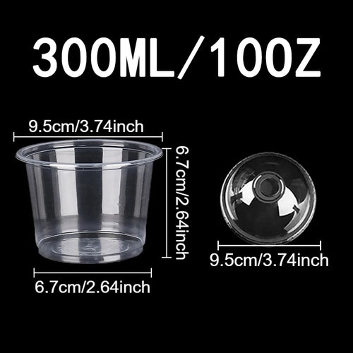 50PCS Disposable Transparent Plastic Cups Dome Flat Lids Milk Tea Cups