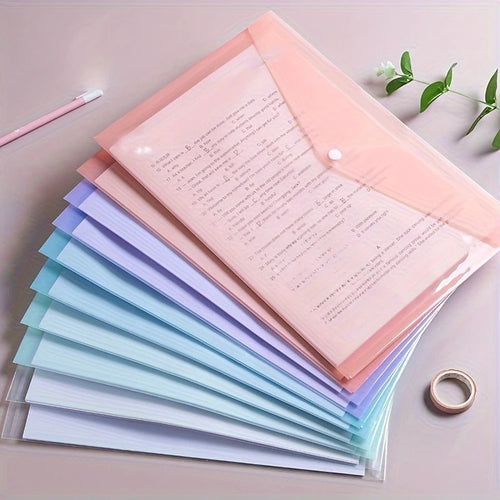 10pcs A4 Transparent Plastic File Folders, Waterproof PP Document