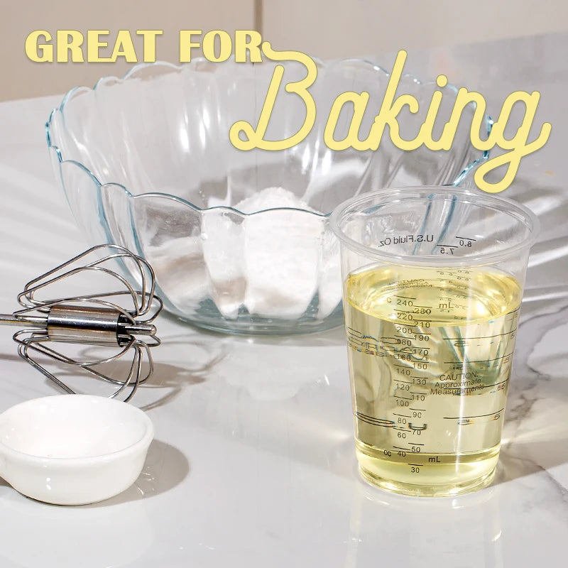 FAIS DU 8oz Disposable Measuring Cups with Stirring Sticks Plastic