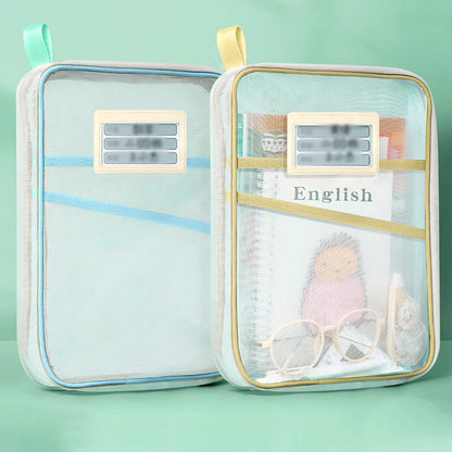 A4 Stationery Storage Bag – Double-Layer Mesh Zipper Bag with Large Capacity
