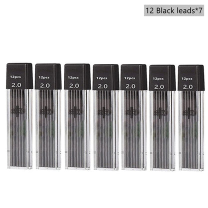 Mechanical Pencil Set 2.0 mm with 2B Black/Colors Lead Refill For