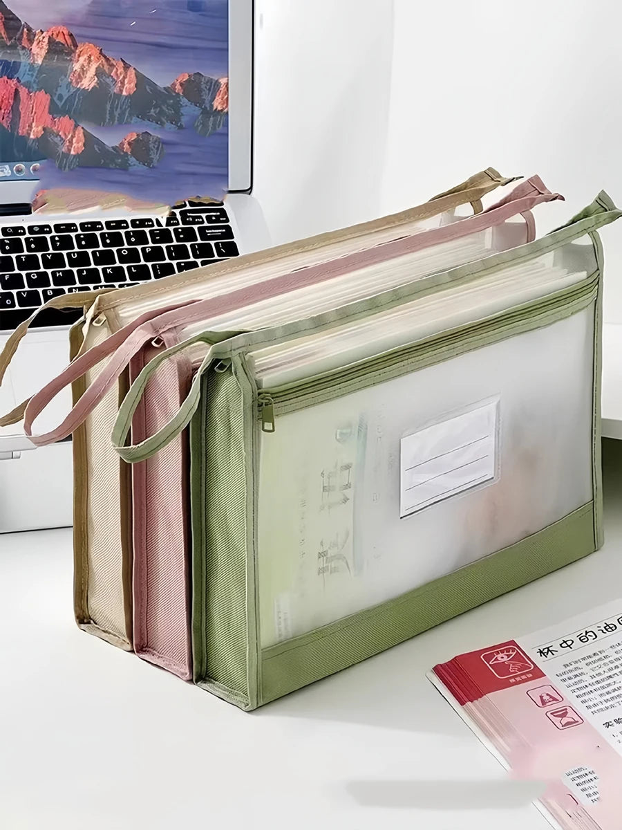 Large A4 Clear Mesh Organiser with Double Zip - Spacious Portable