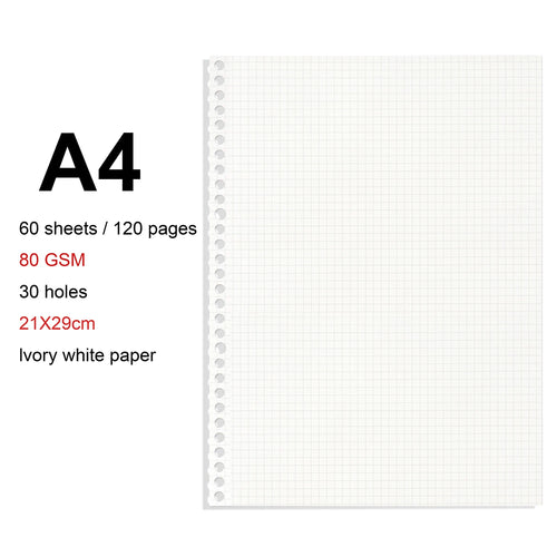 A4/B5/A5 Loose Leaf Refill Binder Notebook Blank/Line/Grid/Cornell