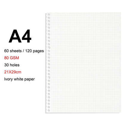 A4/B5/A5 Loose Leaf Refill Binder Notebook Blank/Line/Grid/Cornell