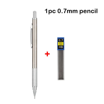 Full Metal Mechanical Pencil Set – 0.3 to 2.0mm Precision Drawing Tools for Art & Drafting