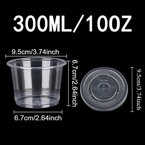 50PCS Disposable Transparent Plastic Cups Dome Flat Lids Milk Tea Cups