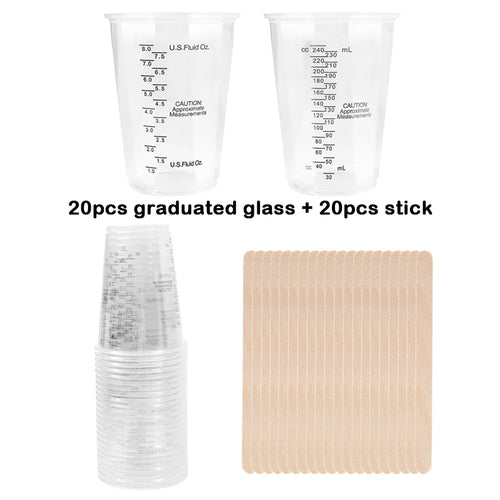 FAIS DU 8oz Disposable Measuring Cups with Stirring Sticks Plastic