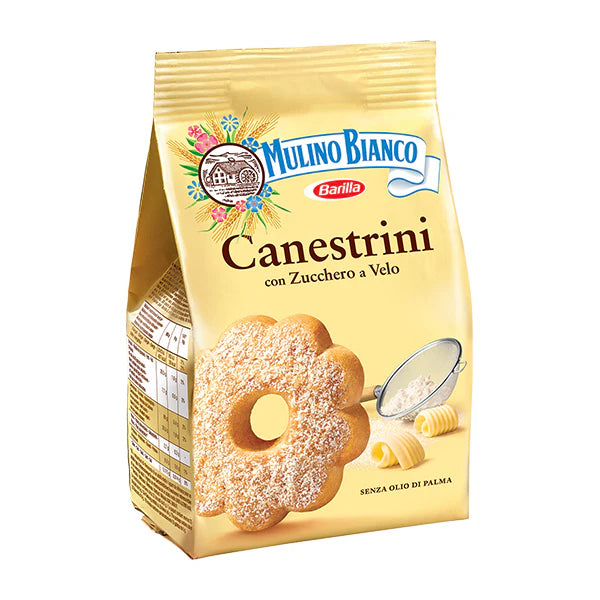 Mulino Bianco Canestrini cookie mix packaging on a white background